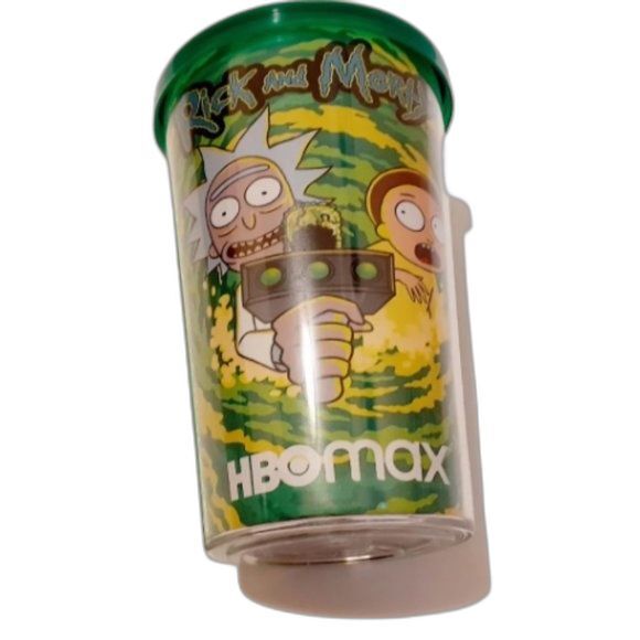 Rick & Morty HBO Max Green Tumbler 10-14 Oz with Lid & Straw NWOT - Picture 3 of 6